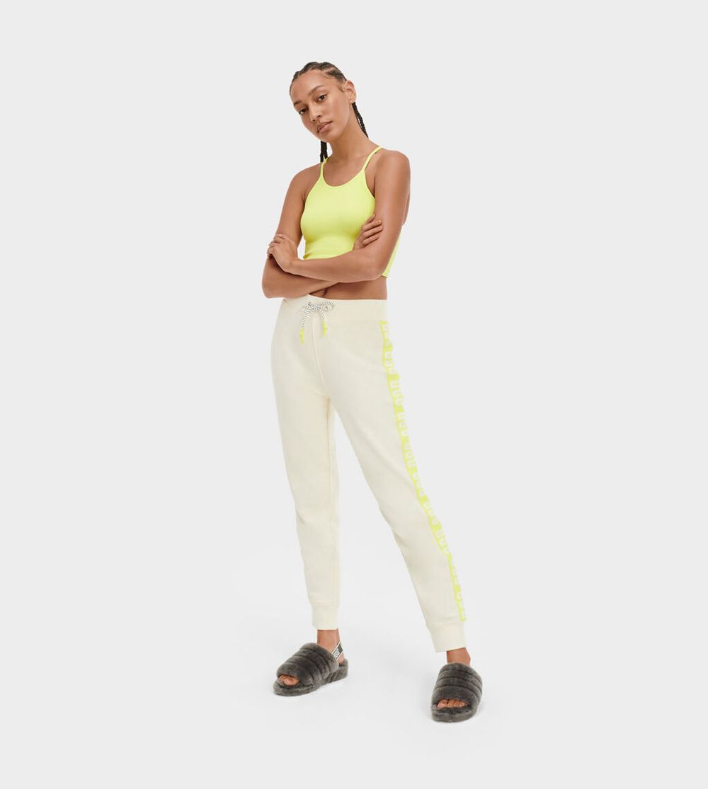 Ugg Reverie Track - Womens Pants - White / Yellow - NZ (9483SHBEZ)